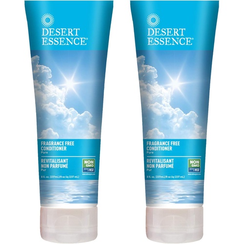  Desert Essence Fragrance Free Conditioner - Pure - 8 Fl Ounce - Pack of 2 - Gloss & Shine - Smoothes & Softens Hair - No Oil Residue - Antioxidants - Green Tea - Jojoba Oil - Vitam