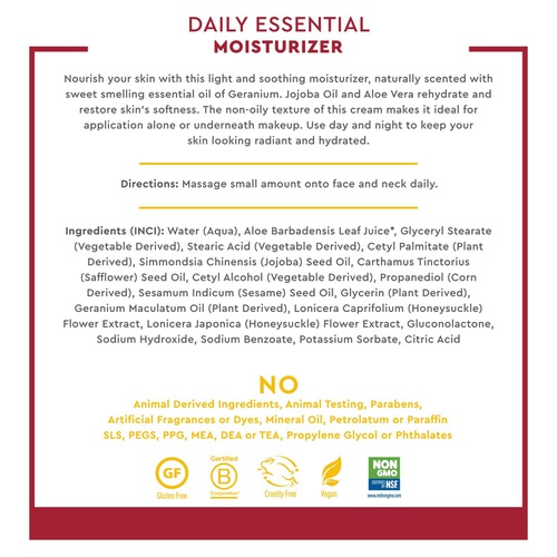  Desert Essence Daily Essential Facial Moisturizer - 4 Fl Oz - Jojoba Oil - Aloe Vera - Prevents Acne - Soft Radiant Skin - Geranium Essential Oil for Natural Fragrance - For Normal