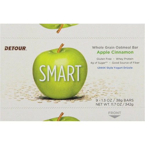  Detour Smart Gluten Free Oatmeal Bar, Apple Cinnamon, 11.7 Ounce, 9 Count