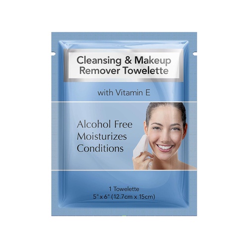  Diamond Wipes Cleansing and Waterproof makeup remover towelette individual packets, alcohol free with vitamin E, hotel’s choice (250 Count Case)