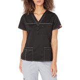 Dickies Womens GenFlex Junior-fit V-Neck Scrub Shirt