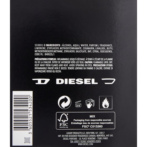 디젤 Diesel Only The Brave Tatoo Eau de Toilette Spray for Men, 4.2 Ounce