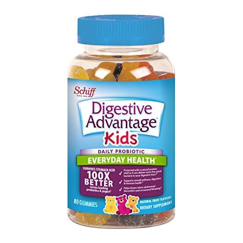  Digestive Advantage Probiotic Gummies For Digestive Health, Daily Probiotics For Kids, Support For Occasional Bloating, Minor Abdominal Discomfort & Gut Health, 80ct Natural Fruit