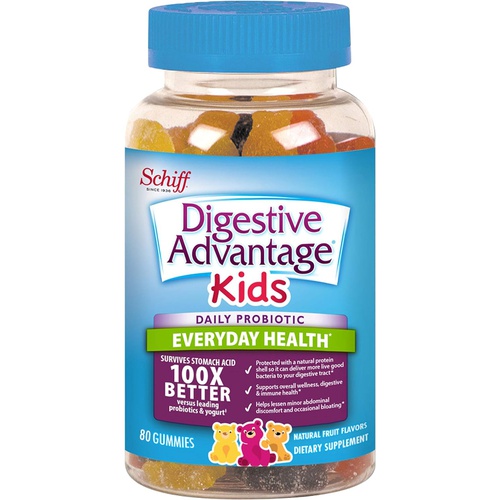  Digestive Advantage Probiotic Gummies For Digestive Health, Daily Probiotics For Kids, Support For Occasional Bloating, Minor Abdominal Discomfort & Gut Health, 80ct Natural Fruit