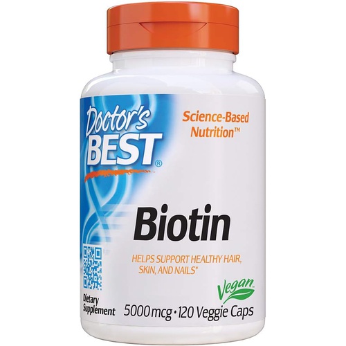  Doctors Best Biotin Supports Hair, Skin, Nails, Boost Energy, Nervous System, Non-GMO, Vegan, Gluten Free, 120 Count