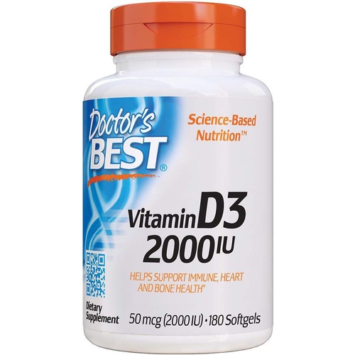  Doctors Best Vitamin D3 2 000 IU Healthy Bones Teeth Heart Immune Support NonGMO GlutenFree Soy Free , 180 Count