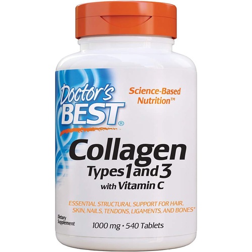  Doctors Best Collagen Types 1 & 3 with Peptan, Non-GMO, Gluten Free, Soy Free, Supports Hair, Skin, Nails, Tendons & Bones, 1000 Mg, 540 Tablets