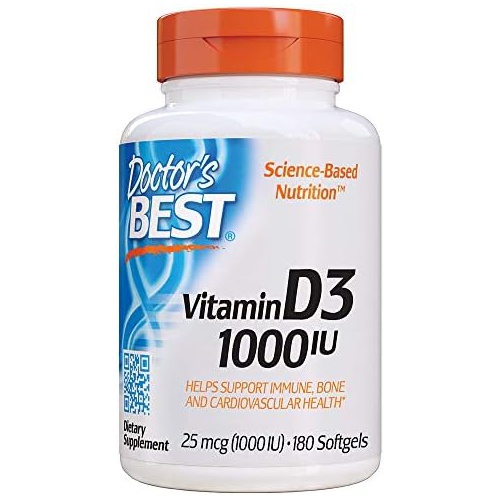  Doctors Best Best Vitamin D3 1000 IU, Softgel Capsules, 180-Count