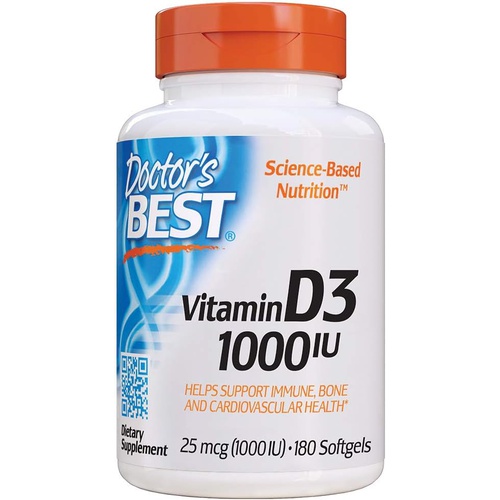  Doctors Best Best Vitamin D3 1000 IU, Softgel Capsules, 180-Count