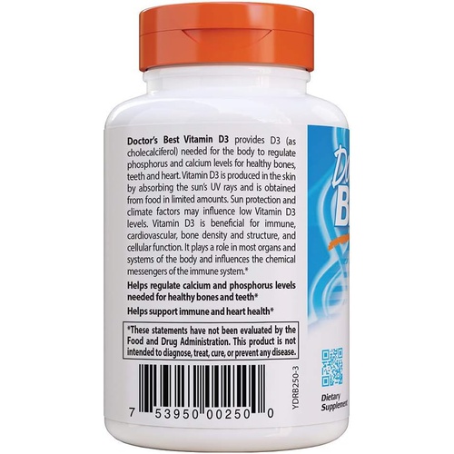  Doctors Best Vitamin D3 5,000 IU for Healthy Bones, Teeth, Heart and Immune Support, Non-GMO, Gluten-Free, Soy Free, 360 Count (Pack of 1)