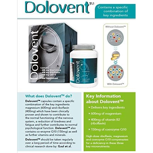  Linpharma Dolovent Magnesium, B2, CoQ10 Dietary Supplement for Brain Health- 1 Bottle