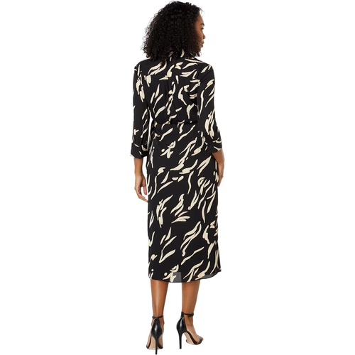  Donna Morgan Midi Wrap Dress with Long Sleeve & Collar