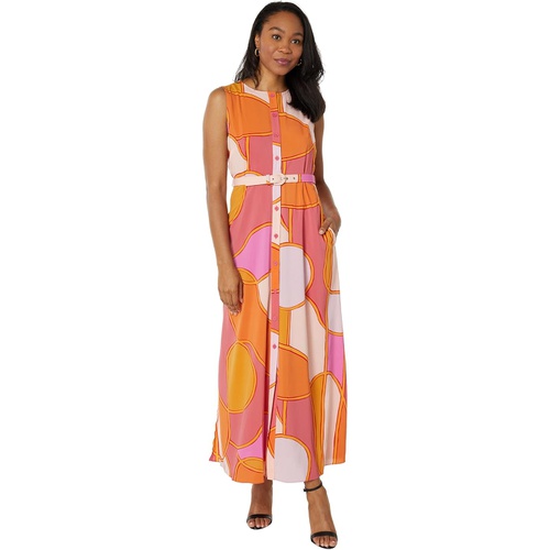  Donna Morgan Abstract Print Button-Down Midi