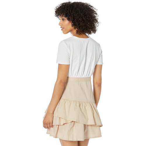  Donna Morgan Combo Mini Dress with Ruffle Skirt