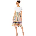 Donna Morgan Combo Short Sleeve Jersey with Tiered Drapey Skirt