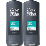 Dove Body & Face Wash Mens Aqua Impact, 13.5 Fl Oz, Pack of 2