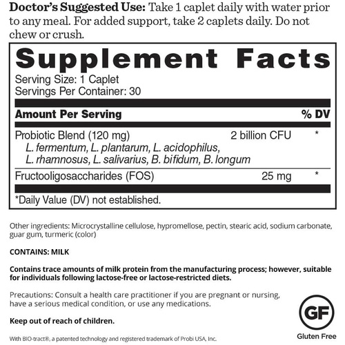  Dr. David Williams Probiotic Advantage Supplement with 7 Unique Strains and Patented Technology to Deliver Probiotics Alive (30 Caplets)