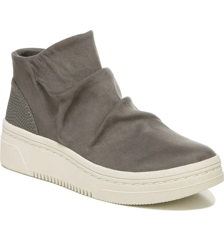 닥터숄 DR SCHOLLS Dr. Scholls Energy Ruched Platform High Top Sneaker_STEEL GREY