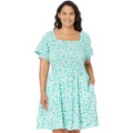 Draper James Plus Size Smocked Puff Sleeve Dress in Woodbock Floral