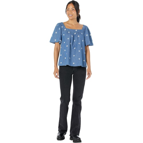  Draper James Maren Top in Embroidered Chambray