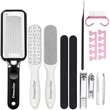 Professional Colossal Foot Rasp Foot File Callus Remover Kit, DreamSter Stainless Steel Pedicure Tools Set Large Foot Scrubber Double Sided Files Foot Care Kit for Women Men Salon