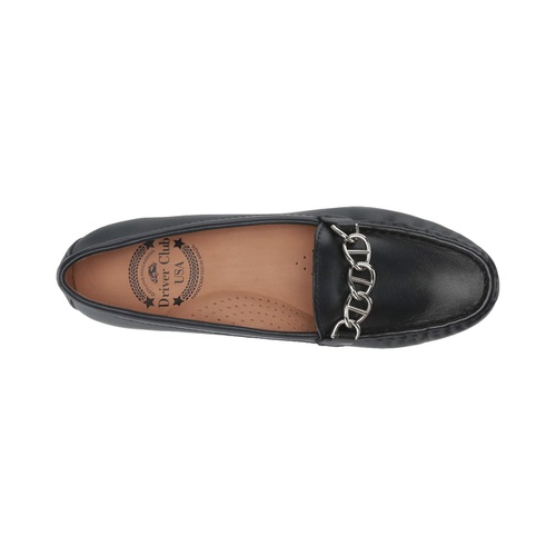  Driver Club USA Womens Leather Chain Detail Driving Loafer