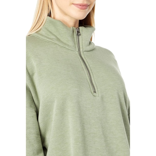  Dylan by True Grit Madison Lux Fleece High-Low Zip Pullover wu002F Drop Shoulder & Raw Edge Hem