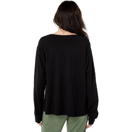  Dylan by True Grit Soft Slub Cotton Ellie Puff Sleeve Popover Tee