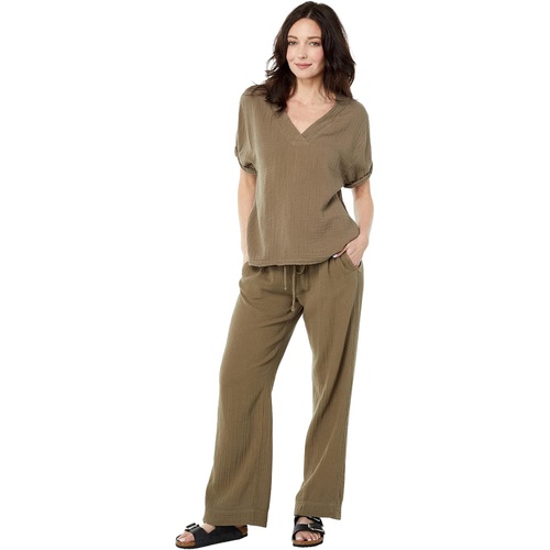  Dylan by True Grit Cotton Gauze Wide Leg Pants with Pockets