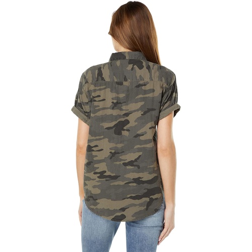  Dylan by True Grit Double Weave Cotton Camo Short Sleeve Button-Up Shirt