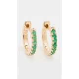EF Collection 14k Gold Emerald Mini Huggie Earrings
