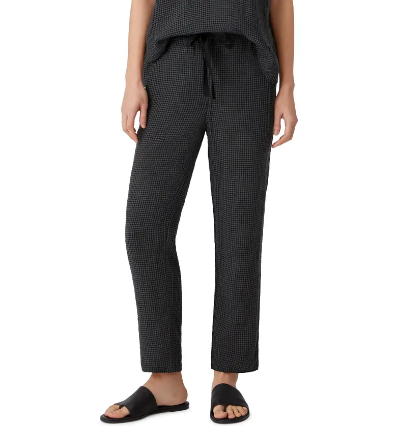 Eileen Fisher Organic Linen Tapered Ankle Pants_BLACK