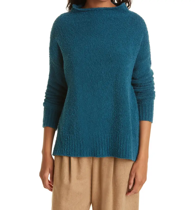 Eileen Fisher Funnel Neck Sweater_BLUE SPRUCE