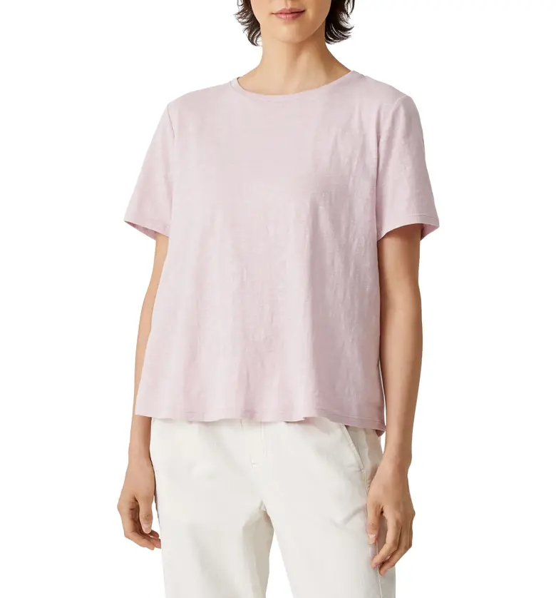Eileen Fisher Crewneck Boxy Organic Cotton T-Shirt_LIGHT PLUM