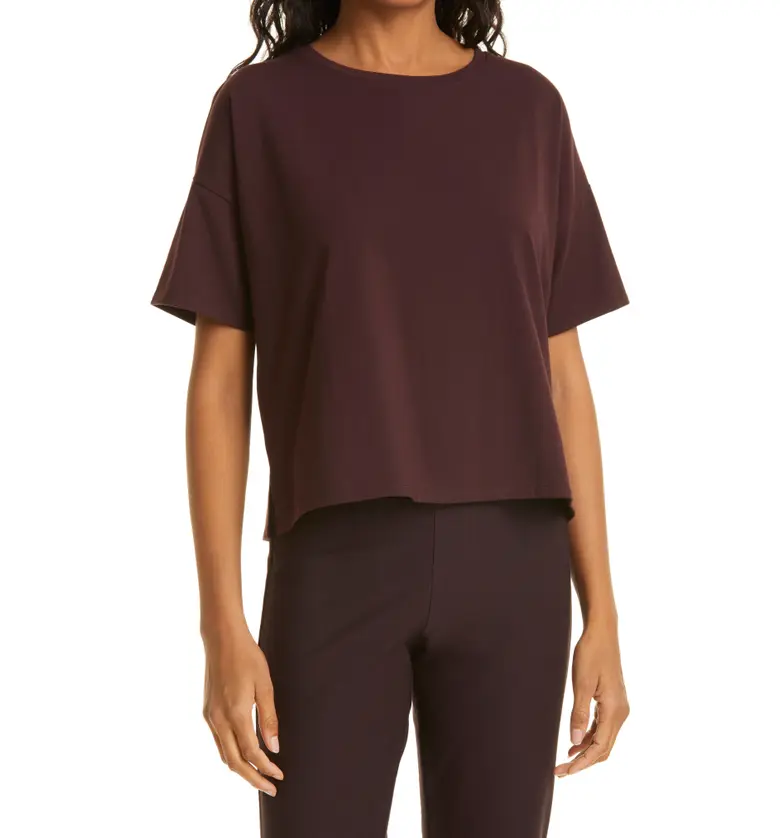 Eileen Fisher Stretch Organic Cotton Boxy Top_CASSIS