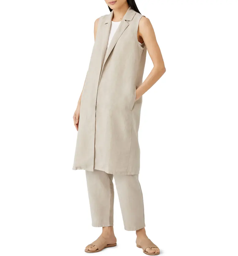 Eileen Fisher Longline Vest_KHAKI