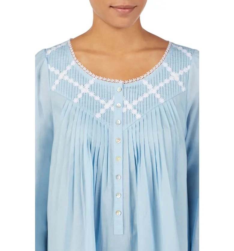  Eileen West Long Sleeve Nightgown_SOLID BLUE