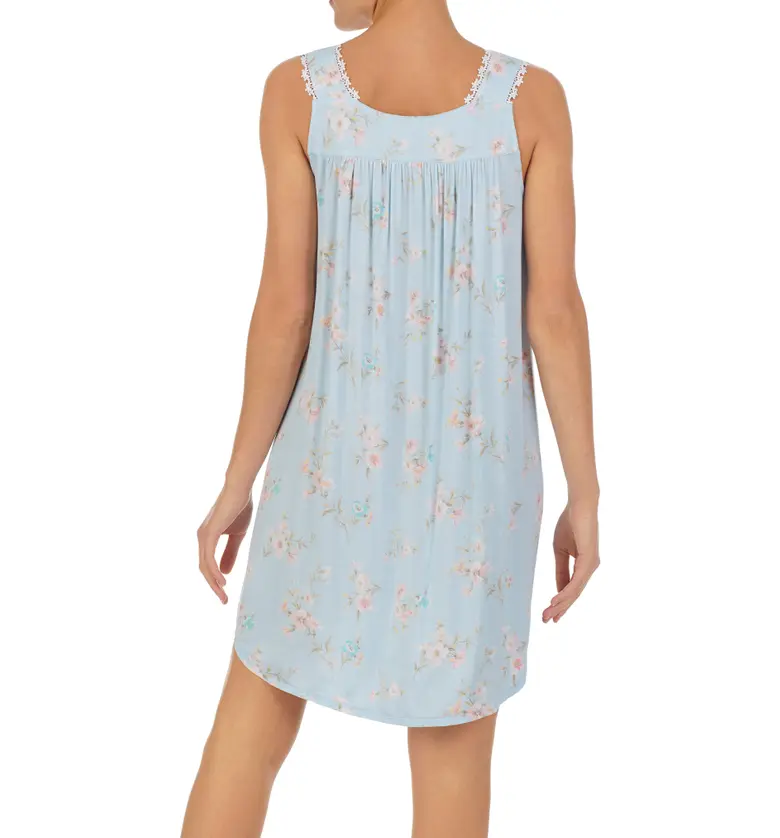  Eileen West Floral Short Jersey Nightgown_TEAL PRT