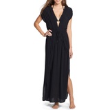 Elan Deep V-Neck Cover-Up Maxi Dress_BLACK