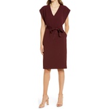 Eliza J Ruffle Sleeve Sheath Dress_WINE