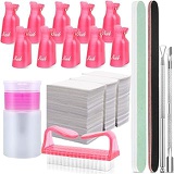 Ealicere Nail Remover Tools Kit with Nail Clips,100ml Nail Polish Remover Bottle, 500 Nail Remover Cotton Pad,Nail Brush,Cuticle Pusher,Cuticle Peeler,Buffer Block 100/180 Nail File