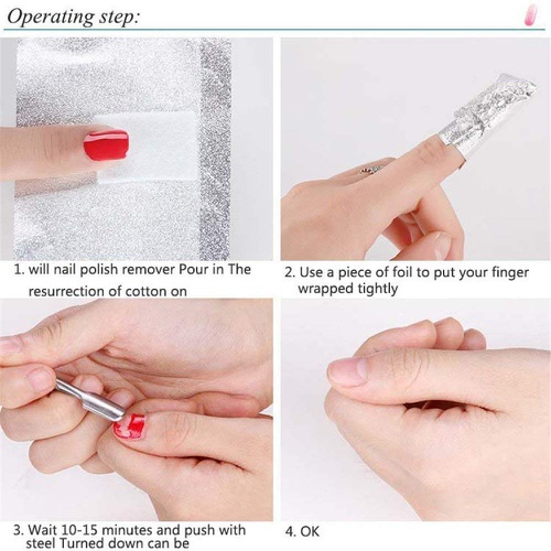  Ealicere 200 Pcs Nail Polish Remover Gel Polish Remover Soak Off Foils, with 1 Piece Cuticle Pusher, 1 Piece Nail file ，Gel Nail Polish Remover Wrap Foils Nail Gel Remover Tool