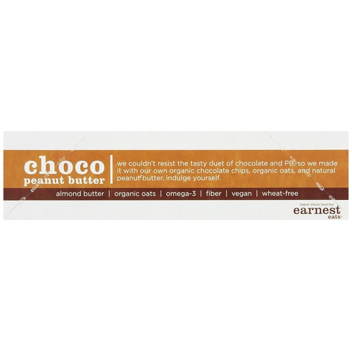  Earnest Eats Chewy Breakfast Bars with Whole Grain Oats and Almond Butter, Superfood, Vegan, 190mg Omega 3, Choco Peanut Butter, 1.9oz Bars, Pack of 12