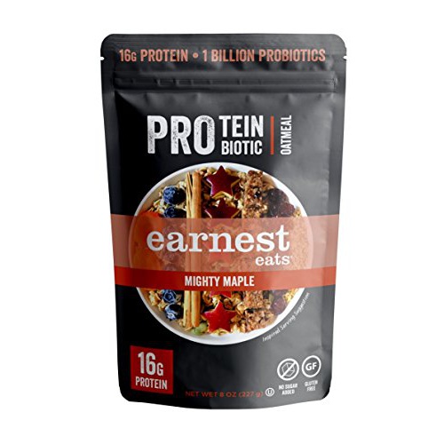  Earnest Eats PRO: Protein + Probiotic Superfood Oatmeal, Gluten Free, 4 Servings, 16g Protein per Serving, Mighty Maple, 8 Ounce