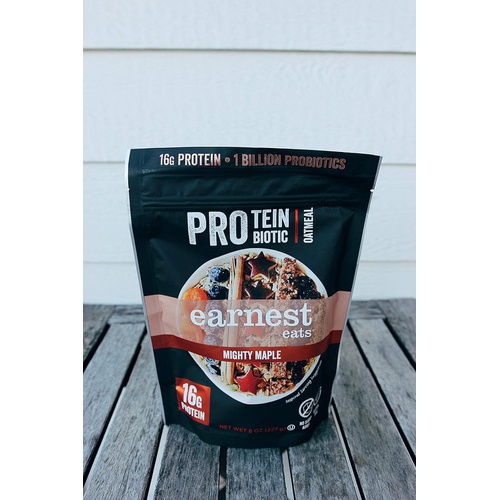  Earnest Eats PRO: Protein + Probiotic Superfood Oatmeal, Gluten Free, 4 Servings, 16g Protein per Serving, Mighty Maple, 8 Ounce