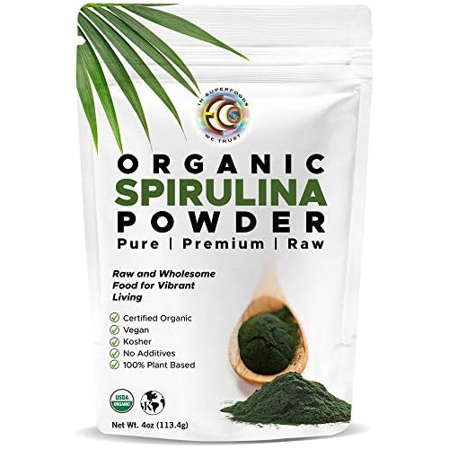  Earth Circle Organics Organic Spirulina Powder, Kosher, Raw and Non-Irradiated Pure Vegan Protein Premium Superfood, High in Amino Acids and Antioxidants