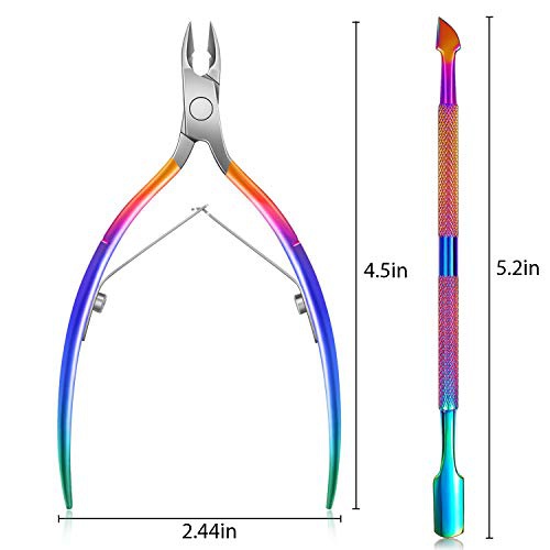  Cuticle Trimmer with Cuticle Pusher, Easkep Cuticle Remover Cuticle Nipper Professional Stainless Steel Cuticle Cutter Clipper Durable Pedicure Manicure Tools for Fingernails and T