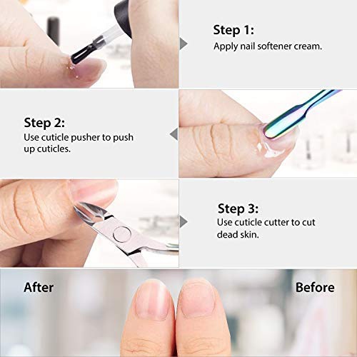  Cuticle Trimmer with Cuticle Pusher, Easkep Cuticle Remover Cuticle Nipper Professional Stainless Steel Cuticle Cutter Clipper Durable Pedicure Manicure Tools for Fingernails and T