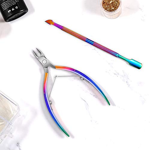  Cuticle Trimmer with Cuticle Pusher, Easkep Cuticle Remover Cuticle Nipper Professional Stainless Steel Cuticle Cutter Clipper Durable Pedicure Manicure Tools for Fingernails and T