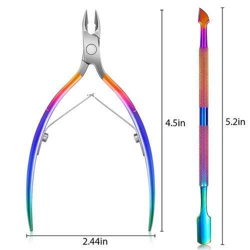  Cuticle Trimmer with Cuticle Pusher, Easkep Cuticle Remover Cuticle Nipper Professional Stainless Steel Cuticle Cutter Clipper Durable Pedicure Manicure Tools for Fingernails and T